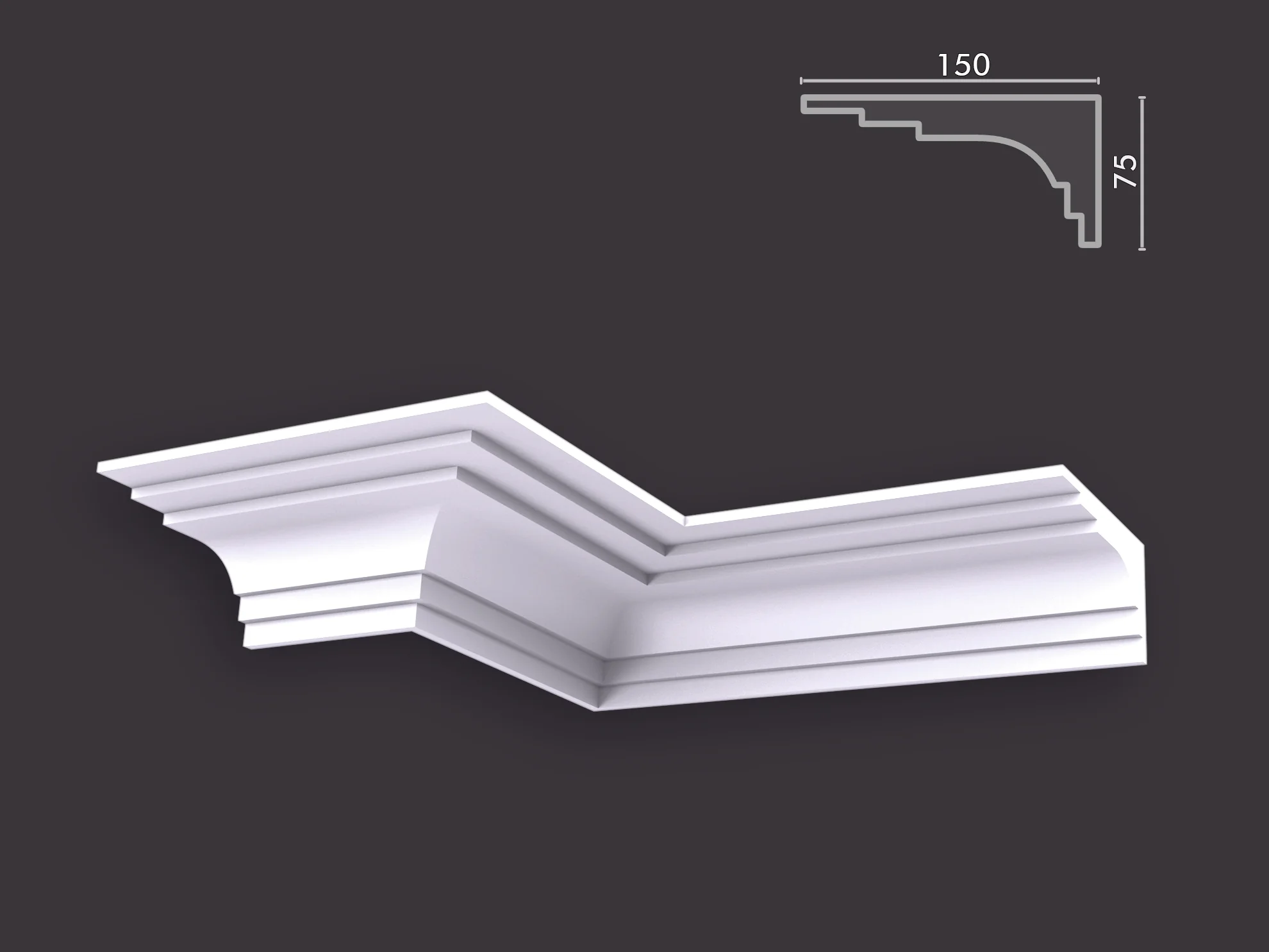 Профильные карнизы 75x150 мм, гладкий